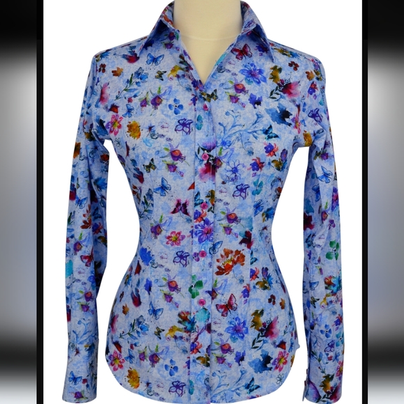 C.D. Rigden & Son English Country Classics Watercolor Floral Button Down Shirt - Picture 1 of 8